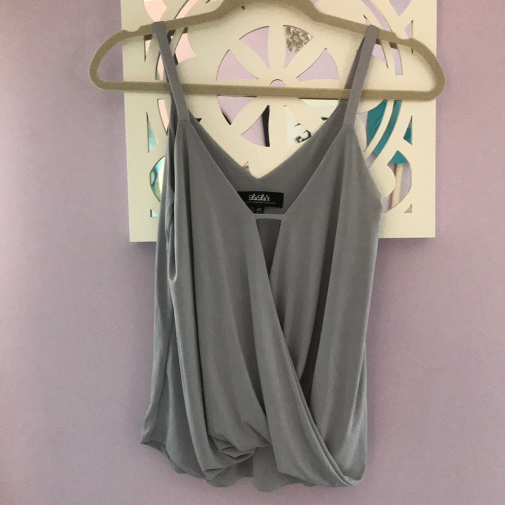 Lulu's Drapey Cross Front Gray Tank XS